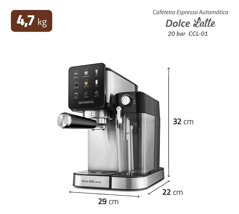 Cafeteira Espresso Automática Mondial Dolce Latte - 8